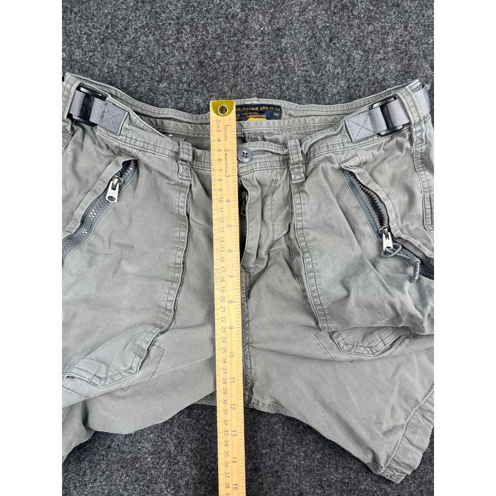 Y2K Abercrombie & Fitch Cargo Shorts Mens 30 Gray Green Utility Zip Pocket - Picture 6 of 8